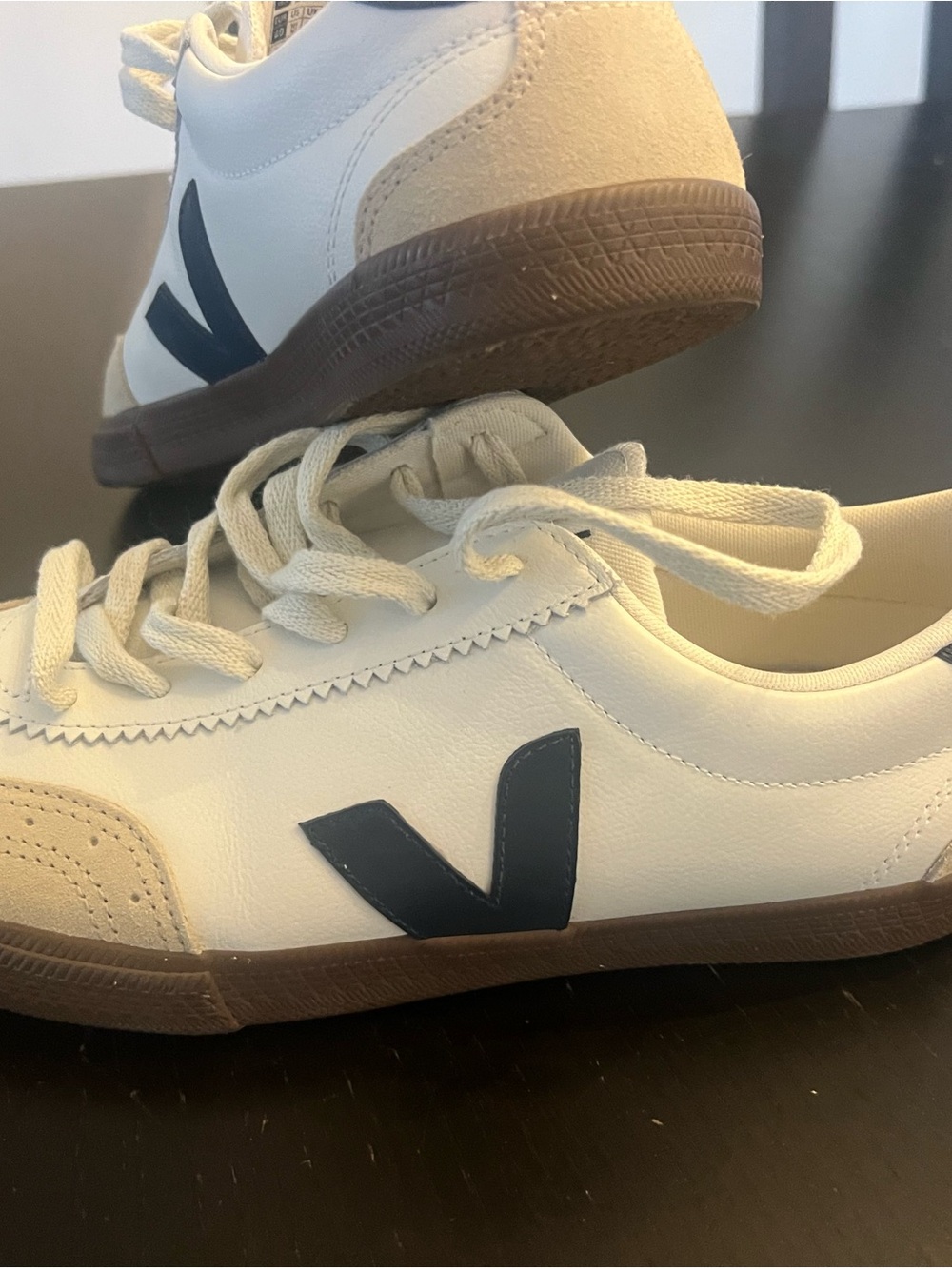VEJA Women's White, Beige and Navy Low-Top Sneakers - Picture 2 of 6